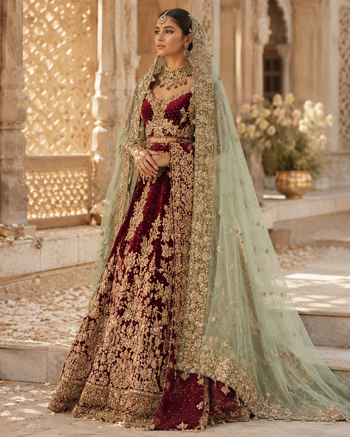 Maroon Zari Bridal bridal concept by Kaarza