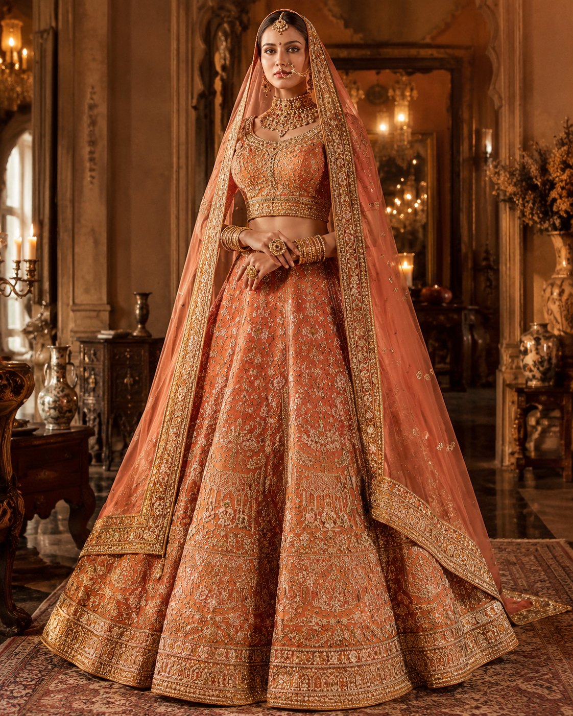 Peach Royal Lehenga bridal concept by Kaarza