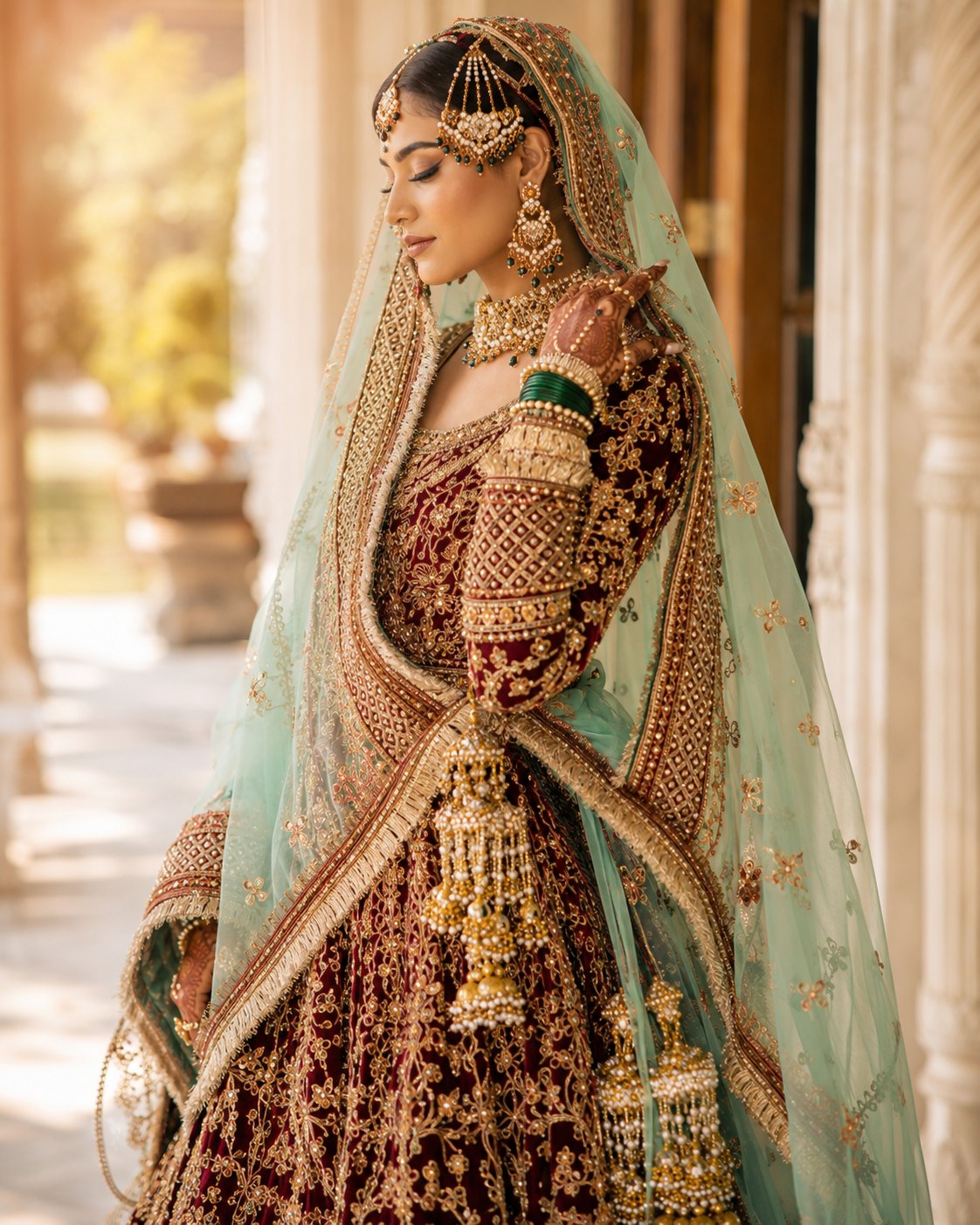 Dupatta Styling bridal concept by Kaarza